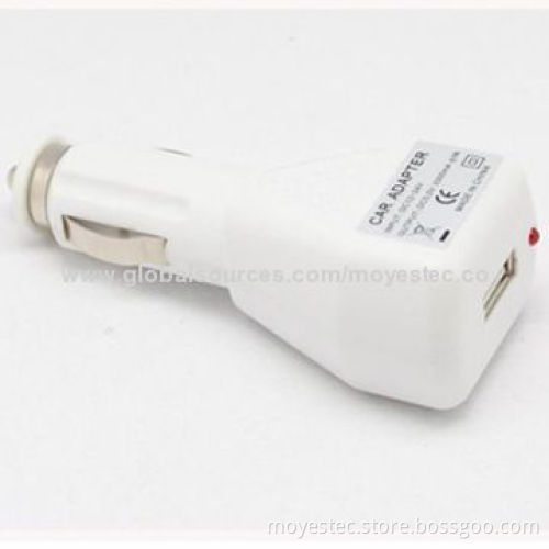 5V/2A Single USB Car Charger for iPad, White Housing with Over-voltage Protection